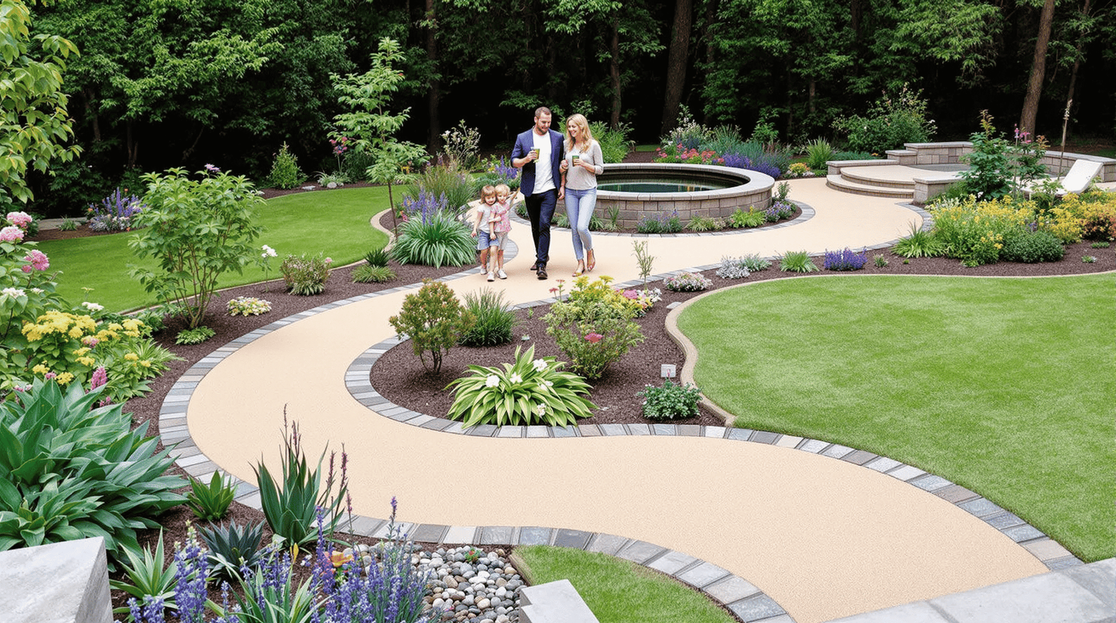 Resin patios and pathways example - Luxury, easy-care resin-bound pathways for modern landscaping ideas