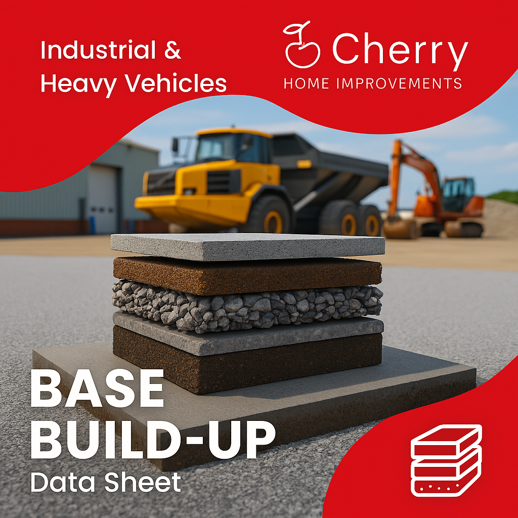 Industrial resin bound surfacing base build data sheet for heavier loading areas