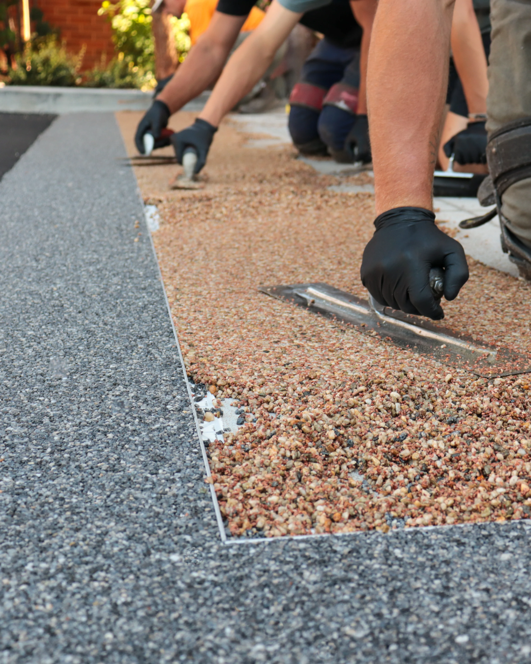 Hand trowel glide and clean edge reveal