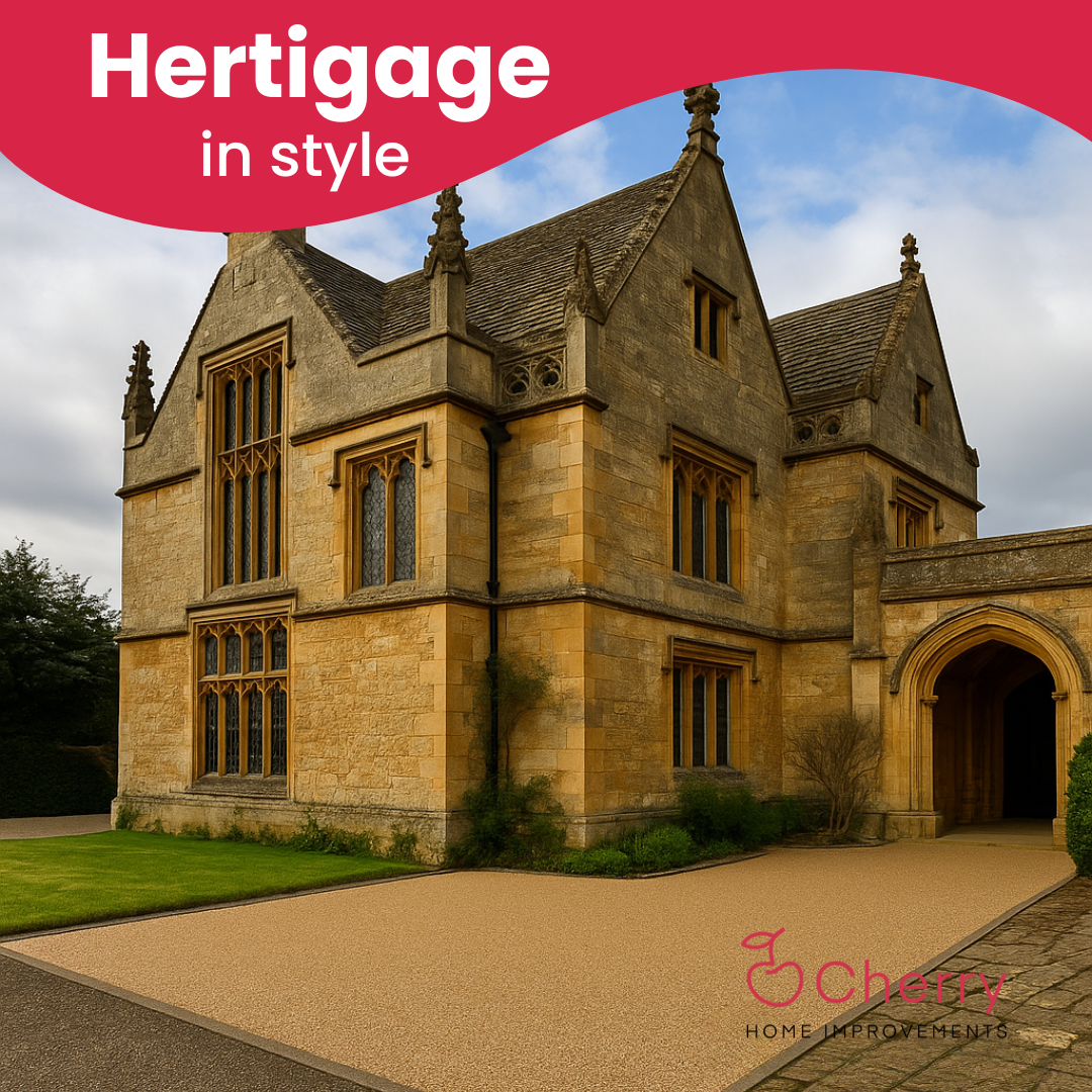 Resin driveway design outside a heritage style property