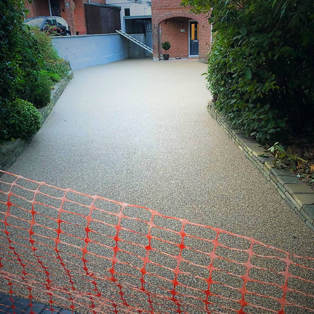 Neat resin worksite during installation