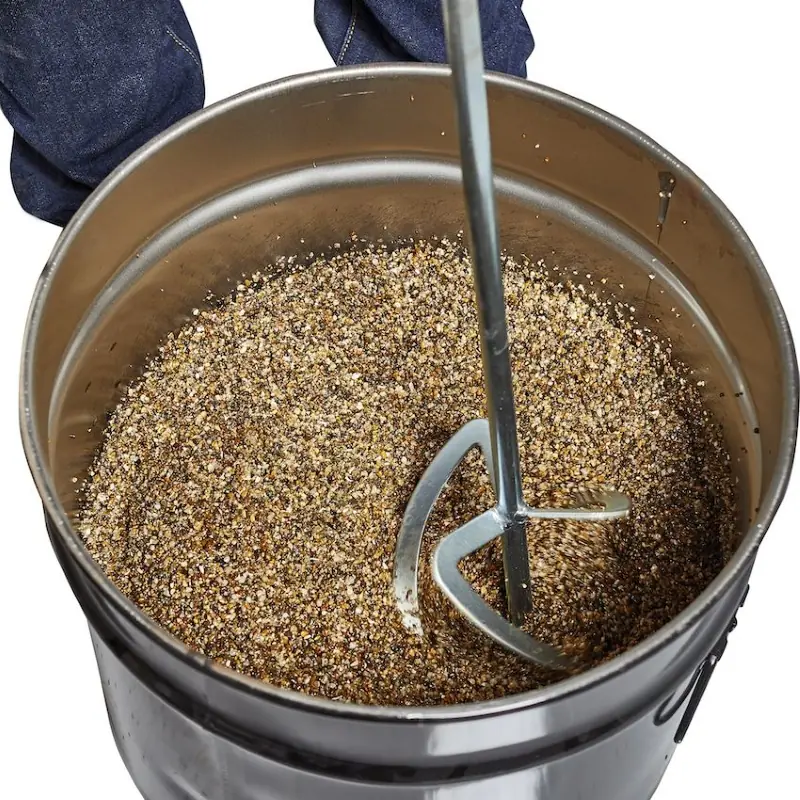 Close up of resin bound stones coated in clear binder