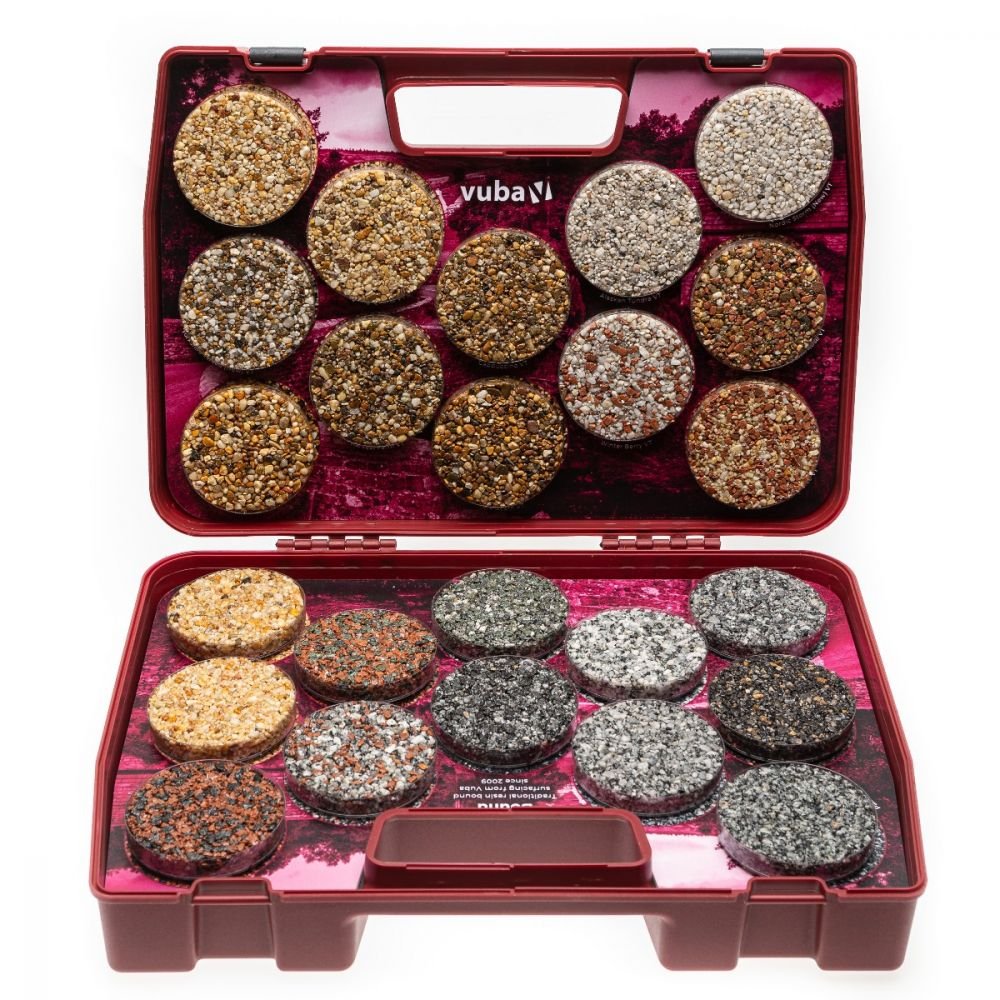 Selection of resin bound surface samples in different colours