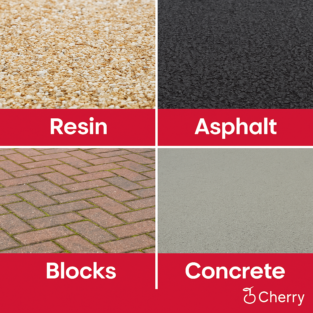 Overview of resin, asphalt, concrete and block paving driveway surfaces