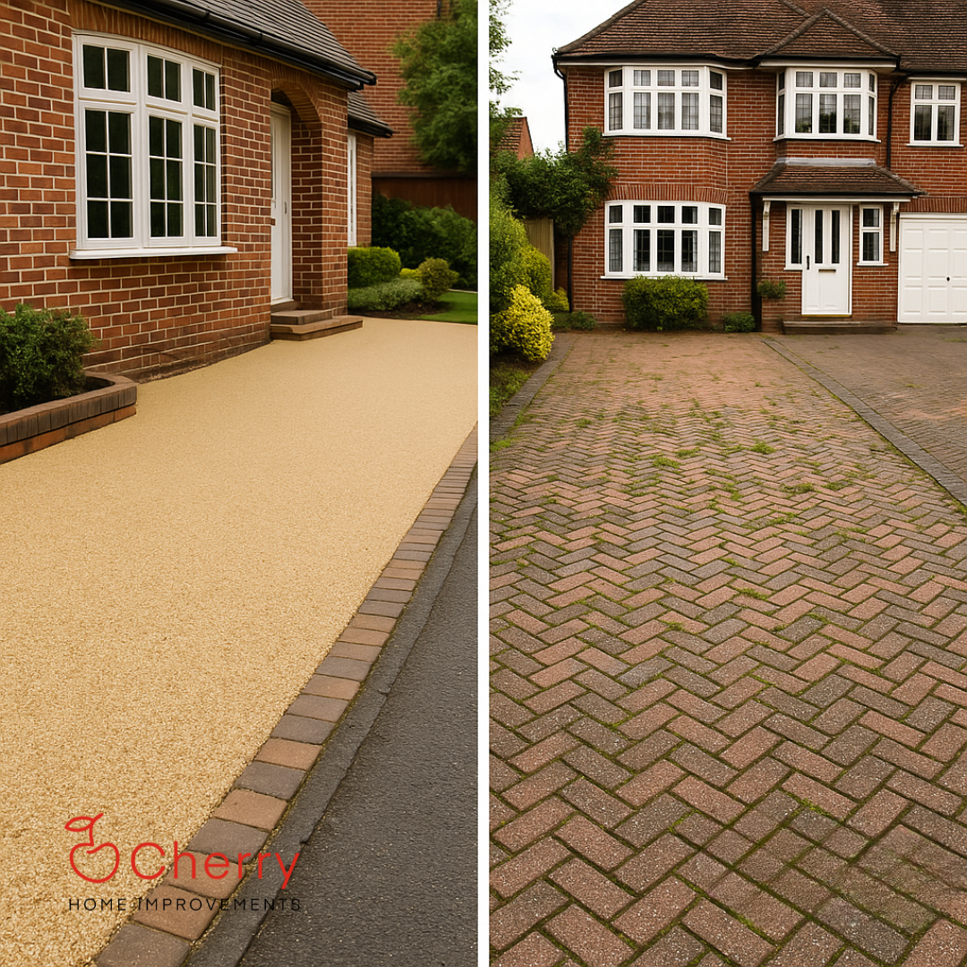 Resin driveway compared with block paving driveway
