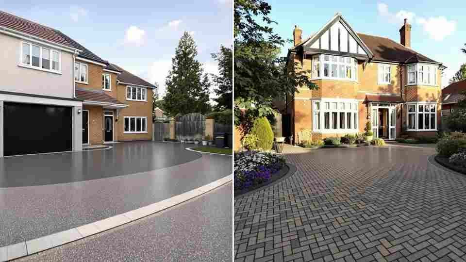 Examples of asphalt block paving concrete and gravel driveways