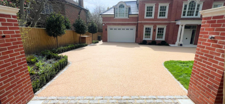 Luxury resin driveway resurfaced on a modern home