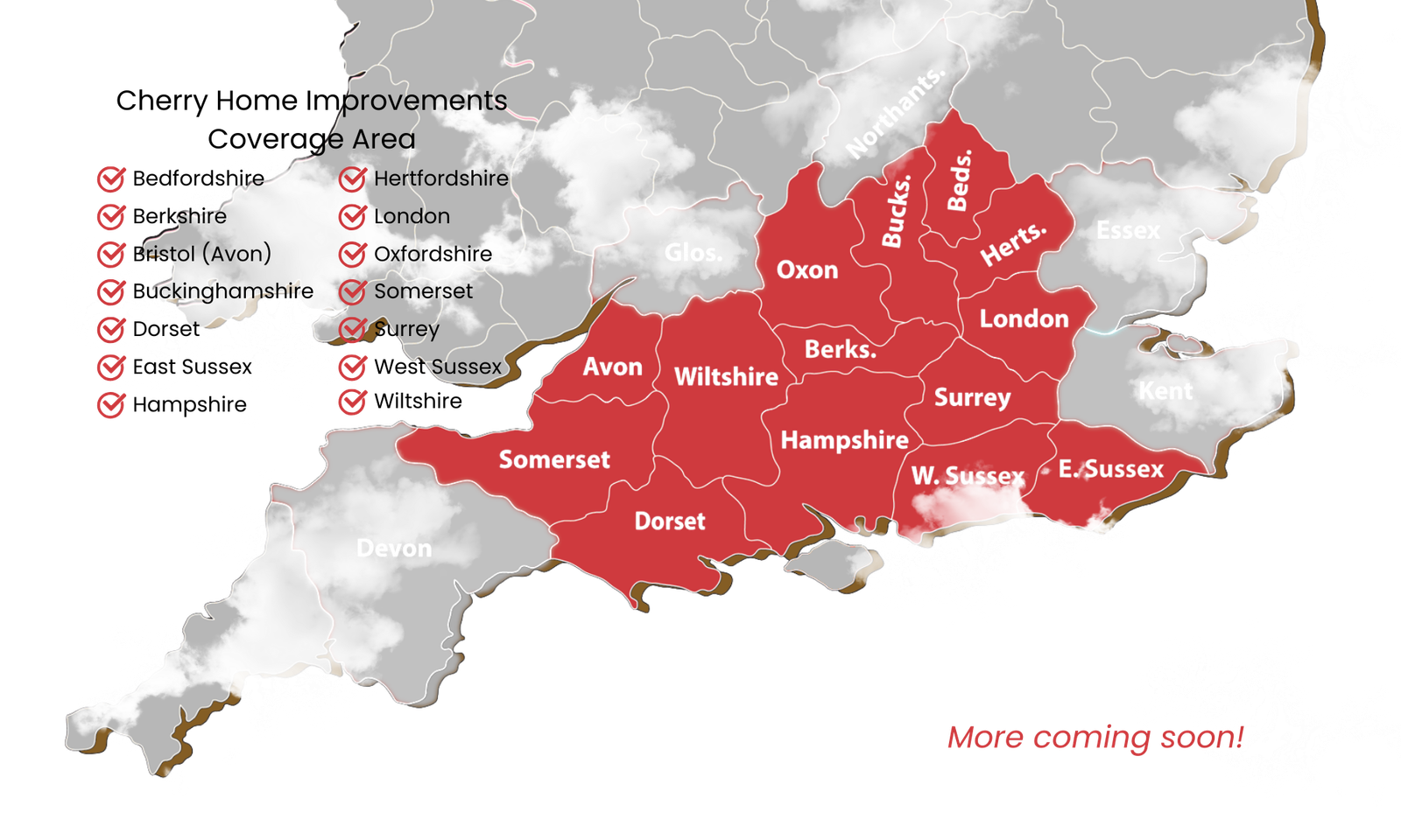 Resin Installation Specialists - Cherry Home Improvements Coverage Area Map